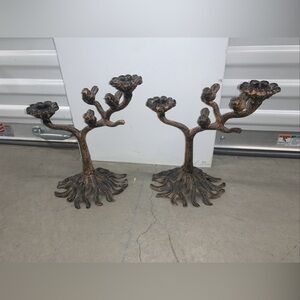 2 Rustic Brown Tree Branch Candle Holders
